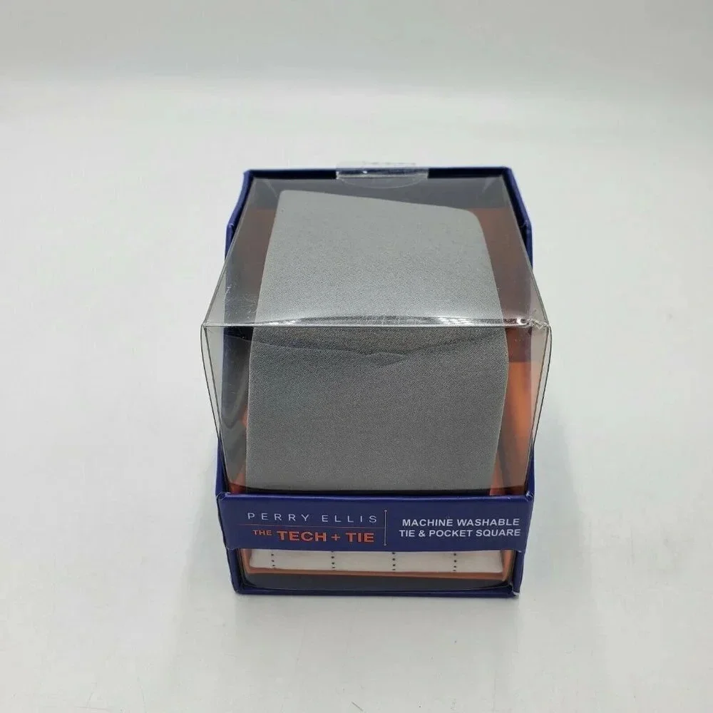 Perry Ellis‎ Necktie and Pocket Square Set Gray NIB